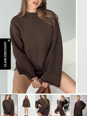 Princess Polly Cheyanne Sweater Two Piece Set Brown L/XL